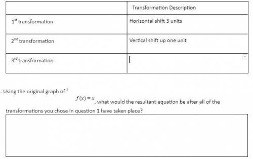 PLEASE HELP TRANSFORMATIONS OF FUNCTION

What would be the las transformation of this function and