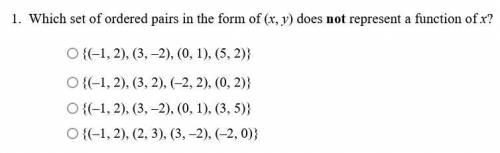 What set of ordered pairs in the form of (x,y) does not represent a function of x