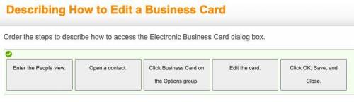 Order the steps to describe how to access the Electronics Business Card dialog box.