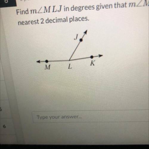 Find mZMLJ in degrees given that mZMLJ = 7 - 3 and mZJLK = 3 + 9 and mZMLK - 157 Round your final