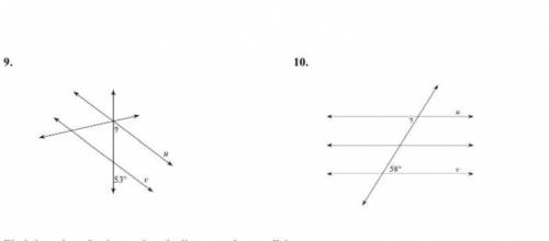 State the angle relationship and state the measure of each angle indicated that makes lines u and v