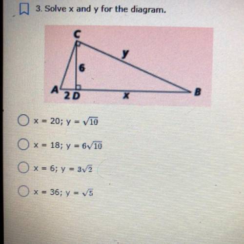 Solve x and y for the diagram.
