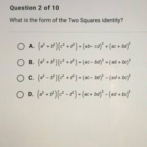 What is the form of the Two Squares identity?