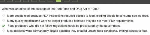What was an effect of the passage of the Pure Food and Drug Act of 1906?