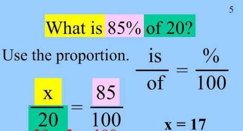 85% of 20 is what? how do you solve this? please show work