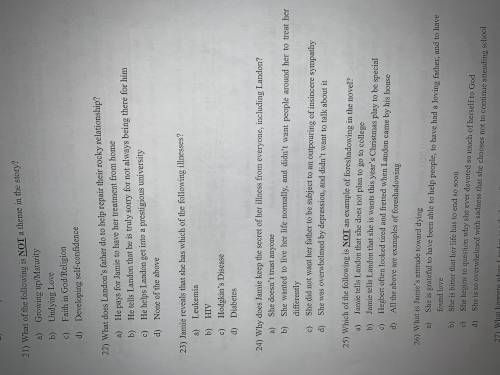 A Walk to Remember test please help answer all the questions