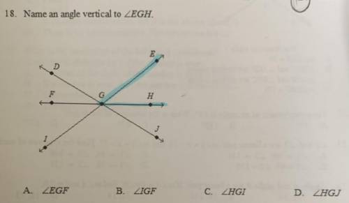 Name an angle vertical to EGH