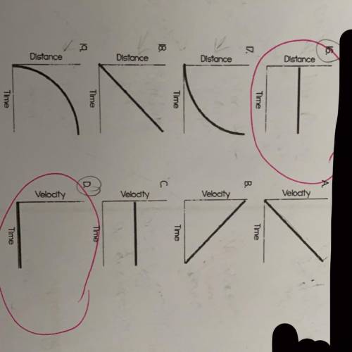 hen to the right of the graphs, write a phrase to describe the motion that each graph pair shows. (