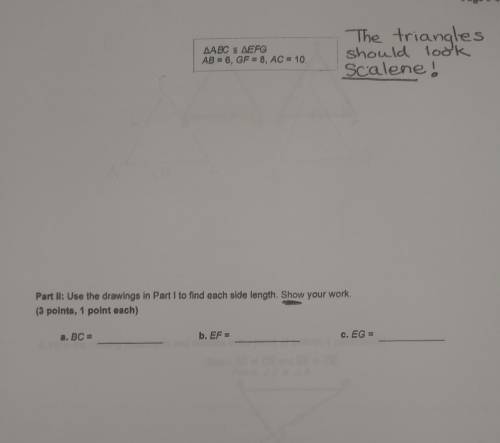 3. Use congruent triangles to find side lengths, Part 1: Draw the two congruent triangles described