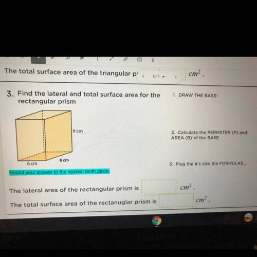 Find the lateral and total surface area for the recrangular prism