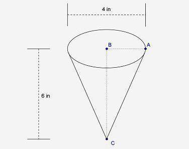 Find the measure of the angle formed between the base of the cone and a line segment that represent