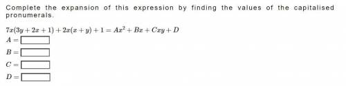 Complete the expansion of this expression by finding the values of the capitalised pronumerals.
