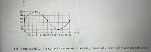 Find the correct interval for decreasing values of x. PLS HELP WILL MARK BRAINLIEST!!