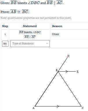 PLS HELP Given BE bisects angle DBC and BE parallel ACProve AB congruent BC