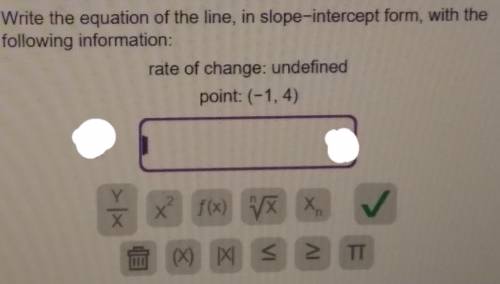 How to get a equation of a line in slope intercept form with the rate of change as undefined?