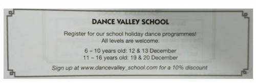 Dance Valley School is

A)advising the public to sign up before 12 December.B)announcing a new dan