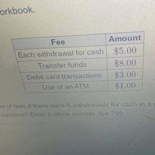 What is the total amount of fees if there were 6 withdrawals for cash in a month, 10 uses of an ATM