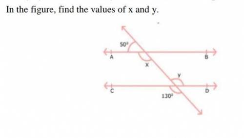 In the figure, find the values of x and y