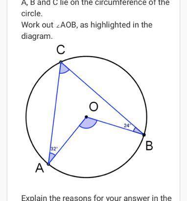 The diagram shows a circle with the centre O. A, B and C lie on the circumference of the circle. Wo