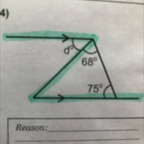 Calculate the missing angle and give a reason for your answer