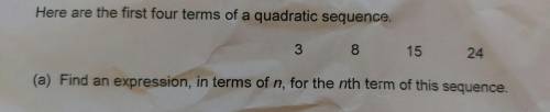 Need help with this quadratic sequence question