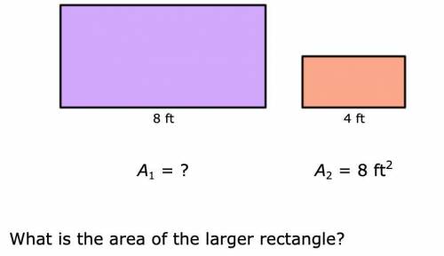 The figures below are similar. The labeled sides are corresponding.

What is the area of the large