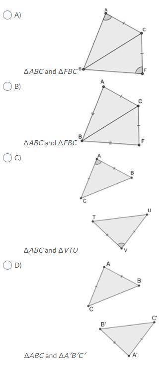 Which of the following pairs of triangles can be proven congruent through SSS?
