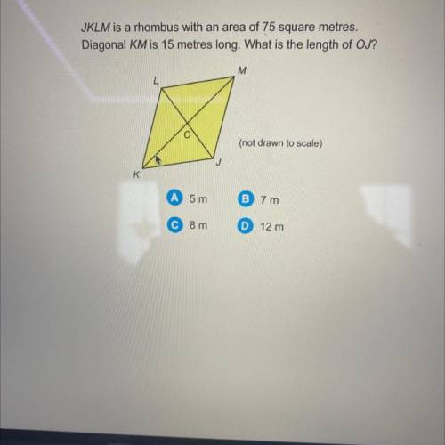 JKLM is a rhombus with an area of 75 square metres. Plz help with mark brainiest !!