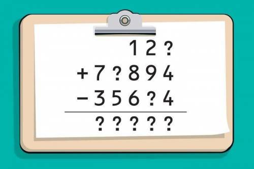 Which three numbers (0 through 9) do you need to replace the question marks with to have the answer