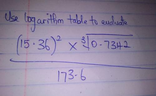 The logarithin Use logarithm table to evaluate