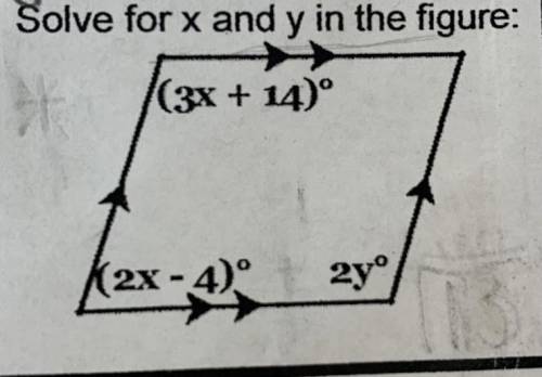 Solve for x and y in the figure: