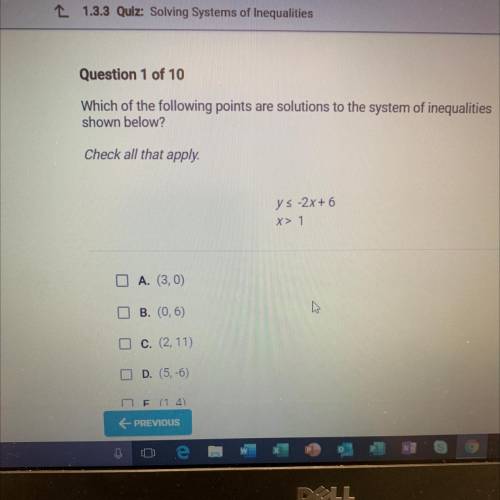 Which of the following points are solutions to the system of inequalities

shown below?
Check all