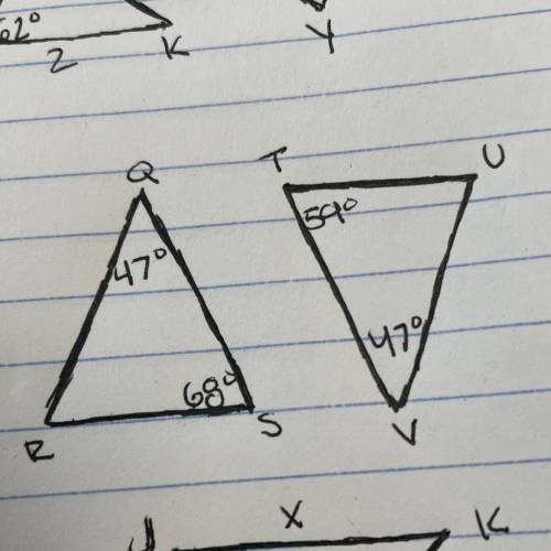 Identify the similar triangles. Then find each measure.
