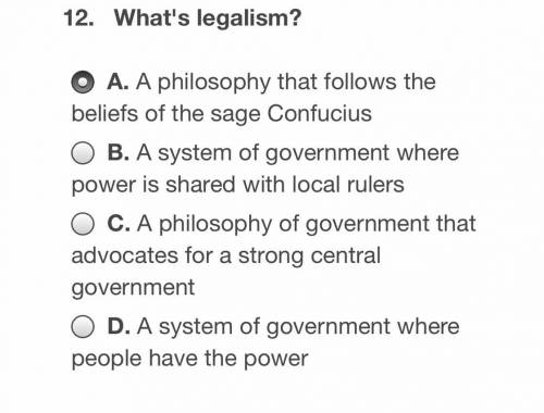 12. What’s legalism?

I’m not sure which one it is, A or C, or something else. 
Brainliest if corr