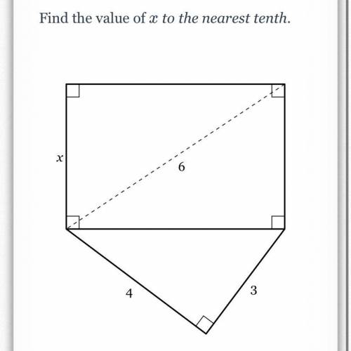 Please help! Find the value of 
x
x to the nearest tenth.