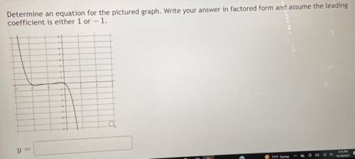 Determine an equation for the pictures graph, write your answer in factored form and assume the lea