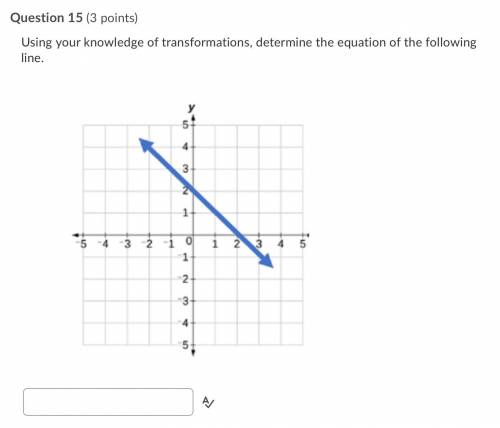 Using your knowledge of transformations, determine the equation of the following line.