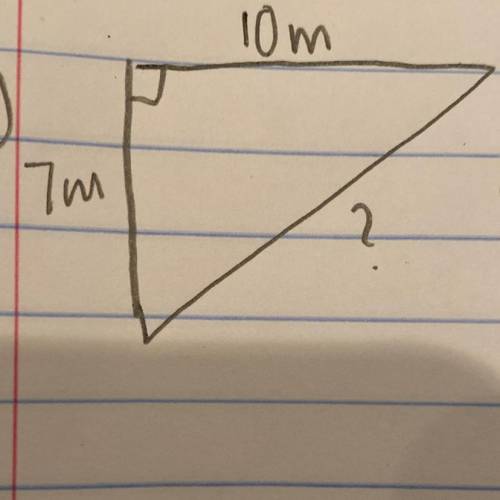 What is the length of the missing side? 
(Pythagorean theorem)