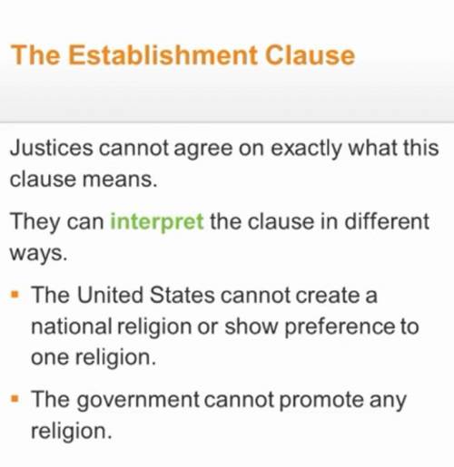 The freedom of religion provision in the First Amendment has two parts. Which part prevents the cre