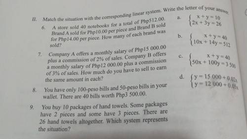 I will Brainlist Who can Answer this 4 Question Math Match the situation with the corresponding lin