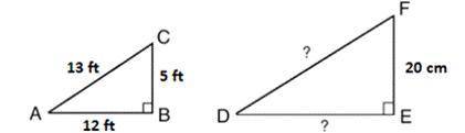 Triangles ABC and DEF are similar triangles. What are the lengths of the unknown sides?

A) DF = 6