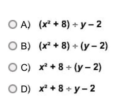 Which expression has a value of 1, when x = 2 and y = 4?