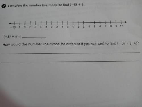 (-5) + 6= ___________

How would the numer line model be different if you wanted to find (-5) + (-