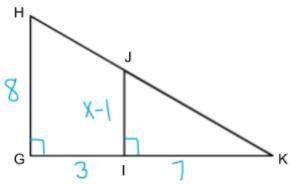 (20 POINTS, RIGHT ANSWER ONLY PLEASE)

What value is needed to prove the triangles are similar by