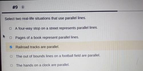 Select two real-life situations that use parallel lines.