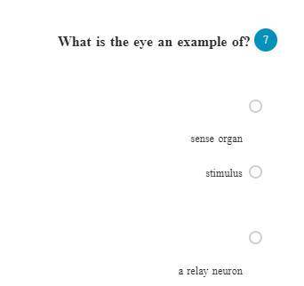 What is the eye an example of?
sense organ
stimulus 
a relay neuron