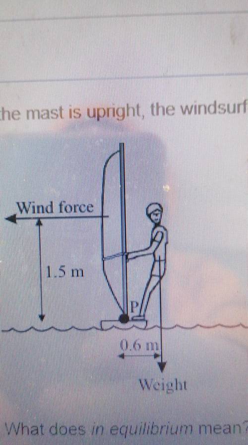 The weight of the windsurfer is 700 newtons. Calculate the moment exerted by the windsurfer on the