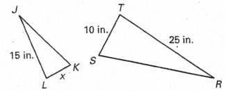 Referring to the figure, given 
triangle JKL∼triangle RST, find KL