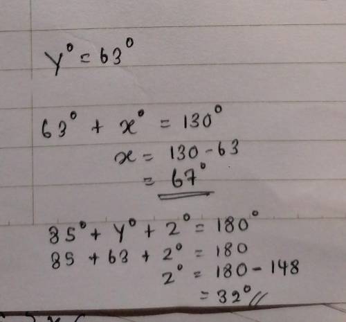 ￼find the missing angle measures.

Y = 63
Z = ?
X = ?
Can someone tell me the answer piz