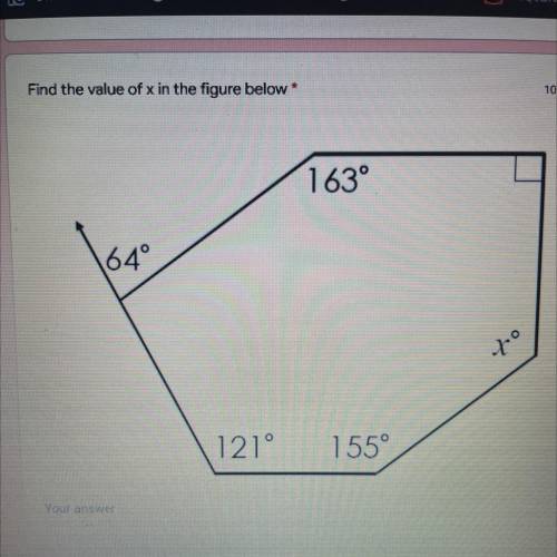 Find the value of x in the figure below
*